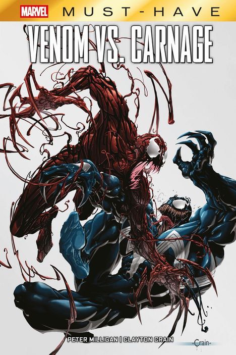 "VENOM VS. CARNAGE" oben in weißen Buchstaben. Darunter kämpfen zwei monströse Figuren: eine rot, die andere schwarz.