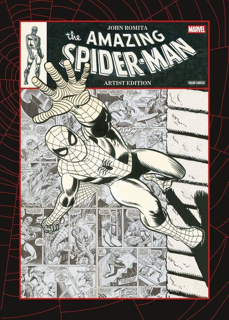 „John Romita The Amazing Spider-Man Artist Edition.“ Comic-Stil: Spider-Man klettert eine Wand hoch, Hand ausgestreckt.