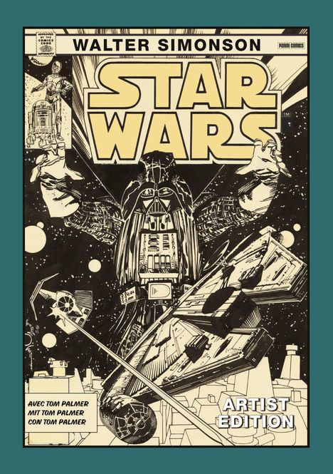 Texte: "WALTER SIMONSON", "STAR WARS", "Avec Tom Palmer", "Mit Tom Palmer", "Con Tom Palmer", "ARTIST EDITION". Illustration: Weltraum, Figuren, Raumschiff.