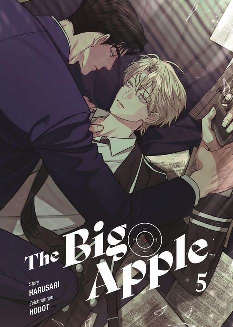 „The Big Apple 5“, Story von Harusari, Zeichnungen von Hodot. Zwei Männer in intensiver Szene, einer hält eine Waffe.