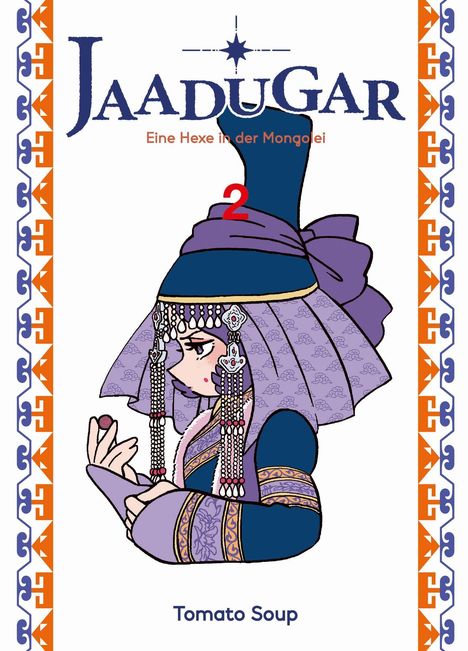 "Jaadugar: Eine Hexe in der Mongolei", darunter "2". Illustration einer Frau in traditioneller Kleidung mit Schmuck.