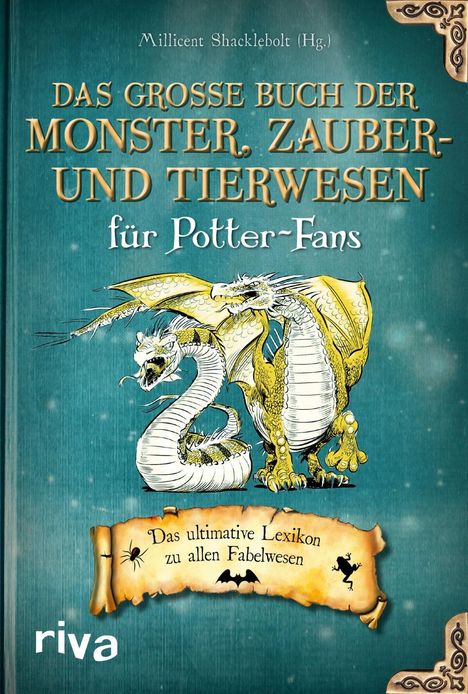 „Das große Buch der Monster, Zauber- und Tierwesen für Potter-Fans“, Illustration eines zweiköpfigen Drachen.