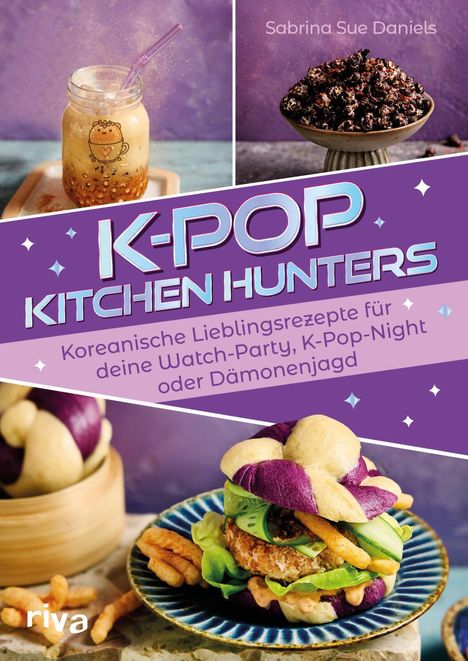 „K-Pop Kitchen Hunters“: Rezepte für Watch-Party, K-Pop-Night oder Dämonenjagd. Getränke, Popcorn und bunter Burger.