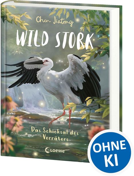 „Wild Stork“, „Das Schicksal des Verräters“, Chen Jiatong, Logo „Loewe“. Illustration eines Storches in der Natur.