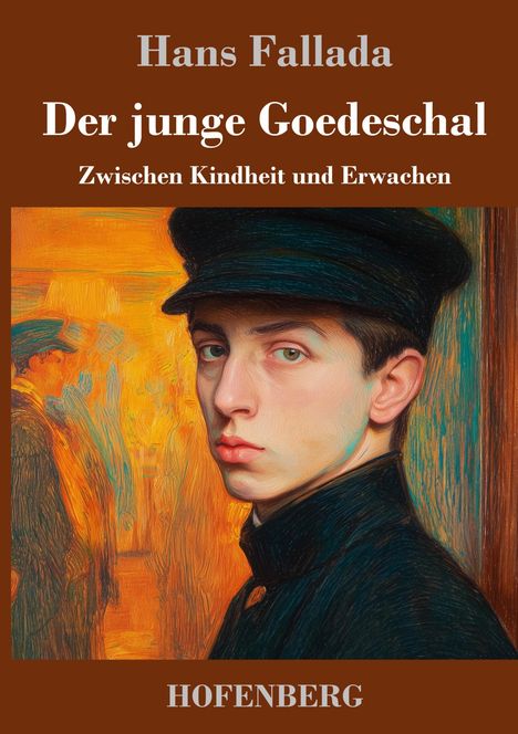 Titel: "Der junge Goedeschal: Zwischen Kindheit und Erwachen". Gemälde eines jungen Mannes mit Mütze, ernster Ausdruck.