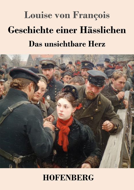 „Geschichte einer Hässlichen. Das unsichtbare Herz.“ Menschenmenge in historischer Kleidung; vorn Frau mit rotem Schal.
