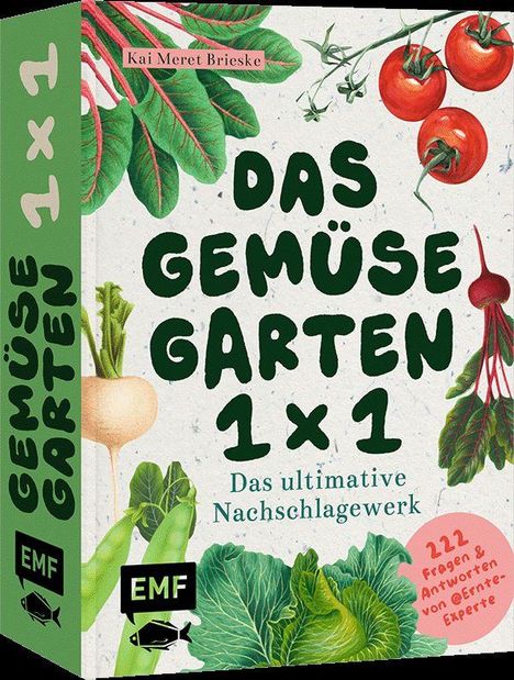 "Das Gemüse Garten 1x1. Das ultimative Nachschlagewerk. 222 Fragen & Antworten." Illustration von Gemüse.