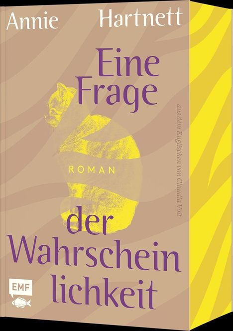 Titel: "Eine Frage der Wahrscheinlichkeit". Autorenname: Annie Hartnett. Illustration einer Katze und ein gelbes Muster.
