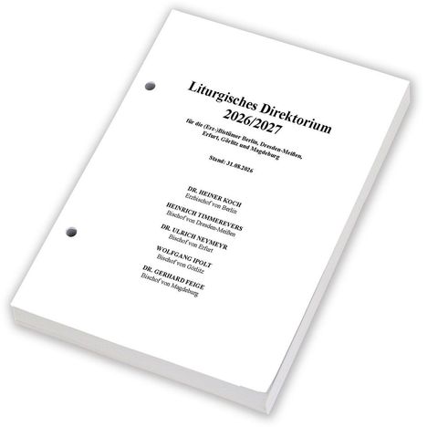 "Liturgisches Direktorium 2026/2027" für Bistümer Berlin, Dresden, Erfurt, Görlitz, Magdeburg. Namen mehrerer Bischöfe.