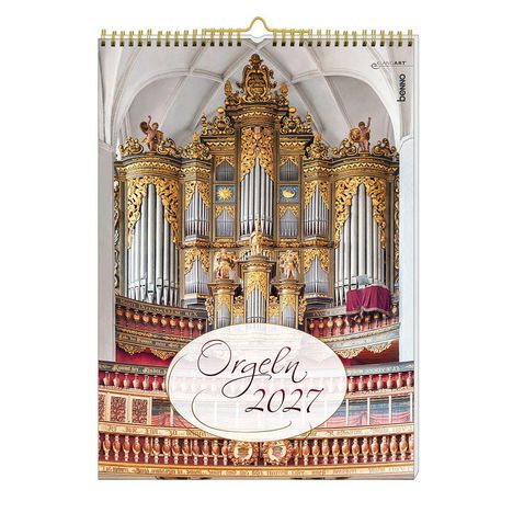 "Orgeln 2027" steht auf einem ovalen Emblem, im Hintergrund eine prachtvolle Kirchenorgel mit goldenen Verzierungen.