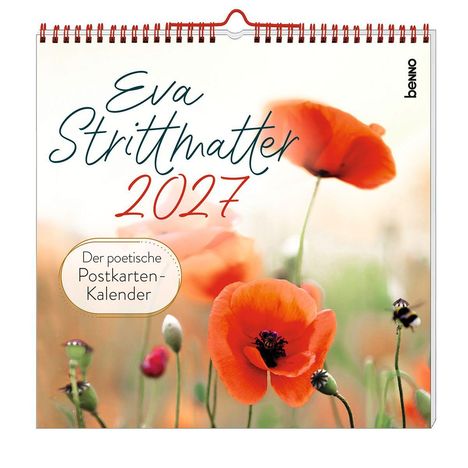 "Eva Strittmatter 2027. Der poetische Postkarten-Kalender." Rote Mohnblumen in einem unscharfen Hintergrund.