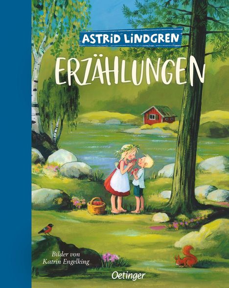Text: "ASTRID LINDGREN ERZÄHLUNGEN", "Bilder von Katrin Engelking", "Oetinger". Illustration: Kinder in idyllischer Natur.