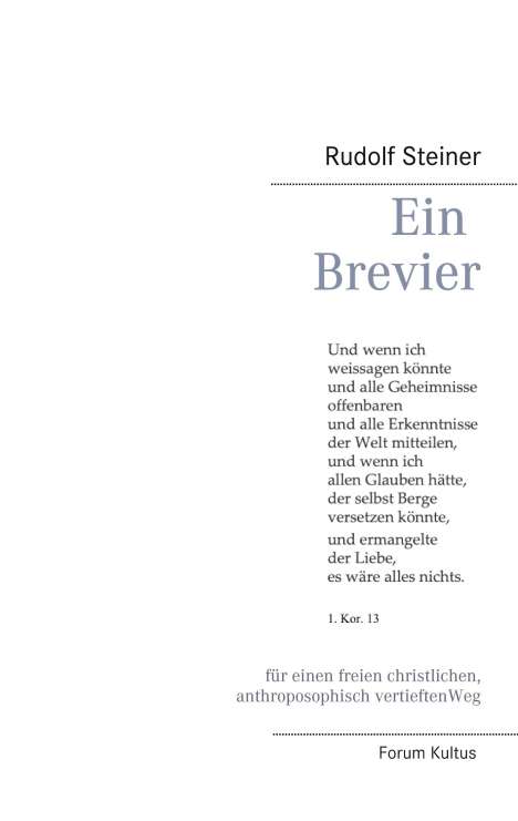 Rudolf Steiner: Ein Brevier, Buch