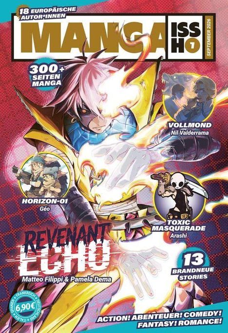 MANGA September 2026. Titel: "Revenant Echo". Beschrieben werden zwölf Manga-Titel mit Illustrationen und dynamischen Charakteren.
