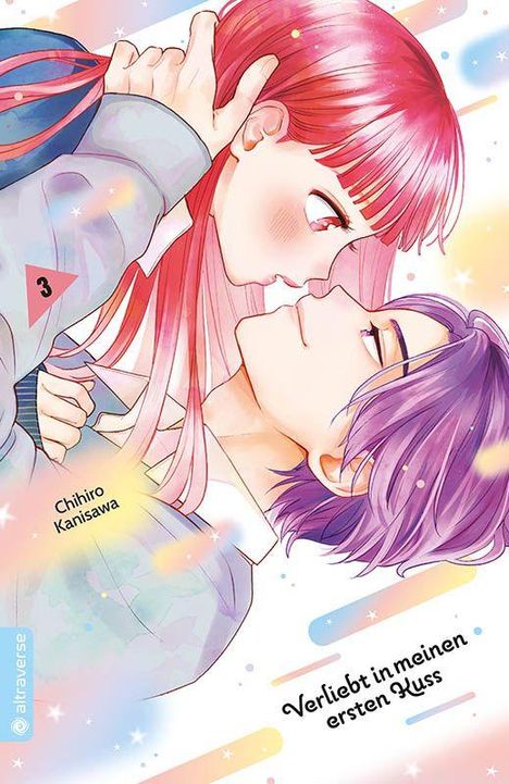 „Verliebt in meinen ersten Kuss“, Chihiro Kanisawa. Eine Illustration eines Paares, das sich nahekommt.