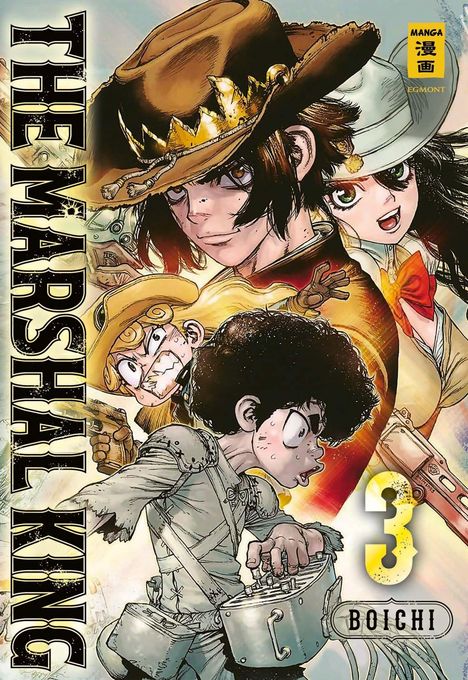 Comic-Cover mit "THE MARSHAL KING", "JAPANISCHES ORIGINALCOVER", "3", "BOICHI". Charaktere in Westernkleidung.