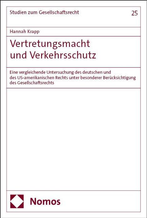 Hannah Krapp: Vertretungsmacht und Verkehrsschutz, Buch