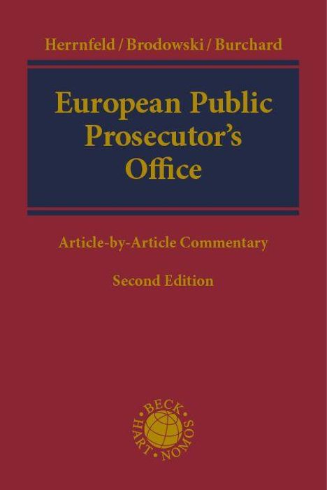 Text: "European Public Prosecutor’s Office. Article-by-Article Commentary, Second Edition." Autoren und Verlagslogo oben/unten.