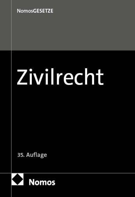 Text: "NomosGESETZE", "Zivilrecht", "35. Auflage", "Nomos". Schwarz-grauer Buchumschlag mit einfachem, modernem Design.