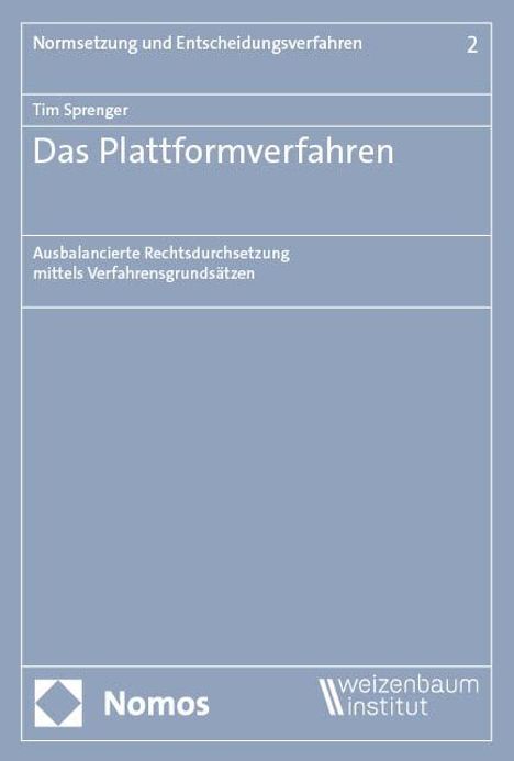 Tim Sprenger: Das Plattformverfahren, Buch