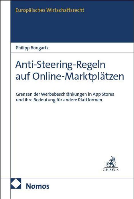 Text: Anti-Steering-Regeln auf Online-Marktplätzen. Logo von Nomos und C.H. Beck Verlag.