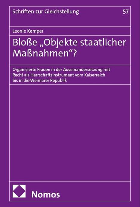 Leonie Kemper: Bloße "Objekte staatlicher Maßnahmen"?, Buch