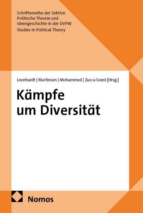 Text: "Kämpfe um Diversität". Herausgeber: Leonhardt, Martinsen, Mohammed, Zucca-Soest. Farbige geometrische Gestaltung.