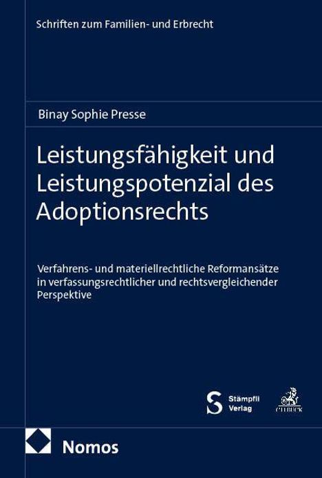 "Leistungsfähigkeit und Leistungspotenzial des Adoptionsrechts", "Schriften zum Familien- und Erbrecht", blaue Buchgestaltung.