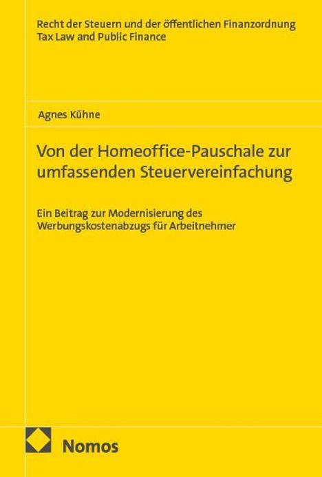 Oben: Titel zur Steuervereinfachung. Autor: Agnes Kühne. Unten: Logo von Nomos Verlag auf gelbem Hintergrund.