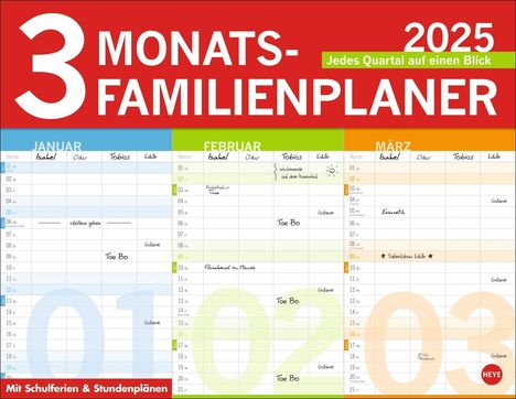 3-Monats-Familienplaner 2025, Kalender