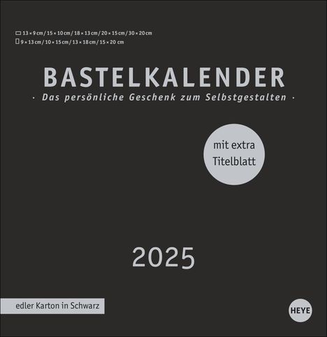 Premium-Bastelkalender schwarz groß 2025, Kalender