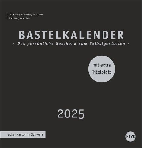 Premium-Bastelkalender schwarz mittel 2025, Kalender