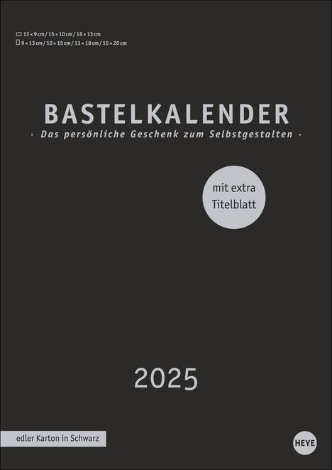 Premium-Bastelkalender schwarz A4 2025, Kalender