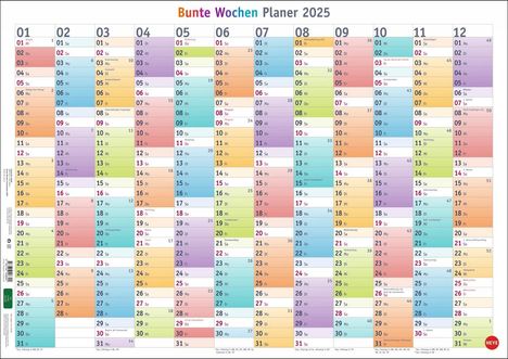 Bunte Wochen Posterplaner 2025, Kalender