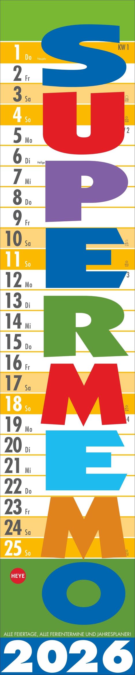 Supermemo Kalender 2026, Kalender