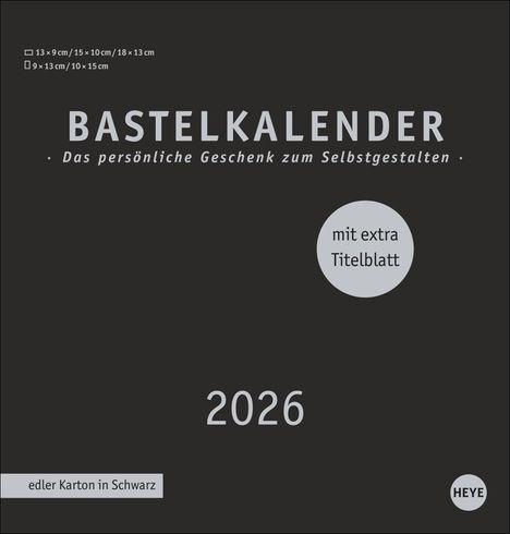 Premium-Bastelkalender schwarz mittel 2026, Kalender