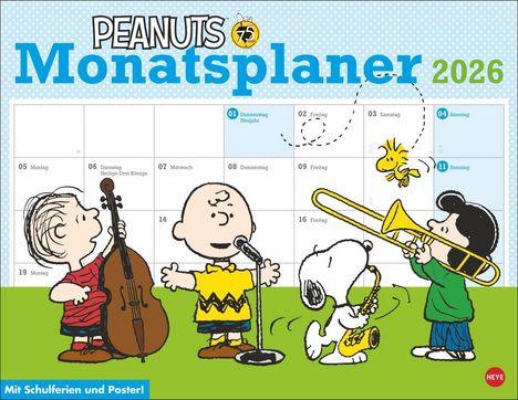 Peanuts Monatsplaner 2026, Kalender