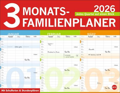 3-Monats-Familienplaner 2026, Kalender