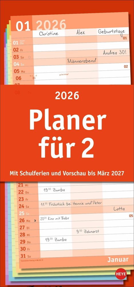 Basic Planer für zwei 2026, Kalender