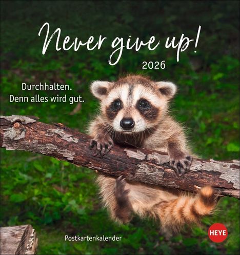 Never give up! Postkartenkalender 2026 - Durchhalten. Denn alles wird gut., Kalender