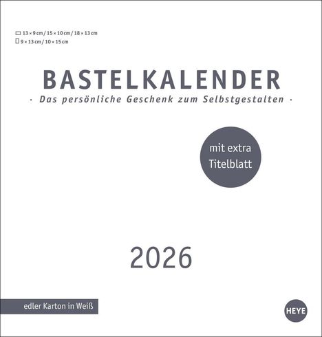 Premium-Bastelkalender weiß mittel 2026, Kalender