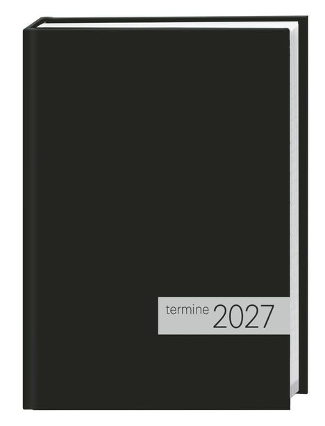 Der Text "termine 2027" steht auf einem schlichten schwarzen Buchcover.