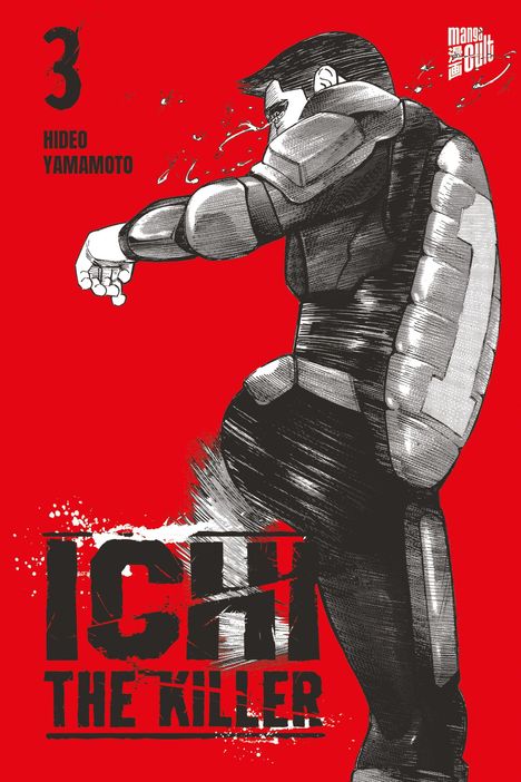 "3, Hideo Yamamoto, Ichi the Killer". Ein stilisierter, gepanzerter Mann steht seitlich auf rotem Hintergrund.