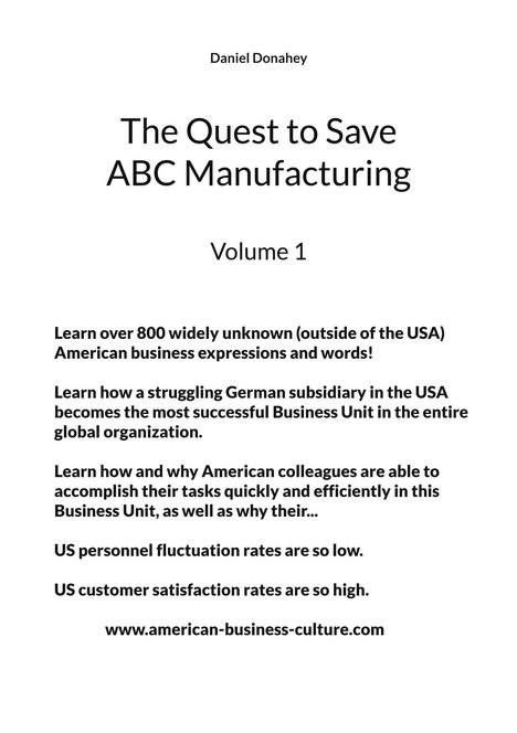 Daniel Donahey: The Quest to Save ABC Manufacturing, Buch