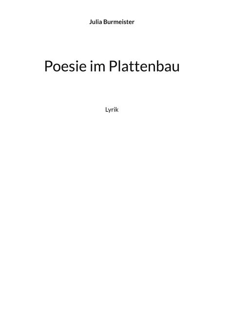 Julia Burmeister: Poesie im Plattenbau, Buch