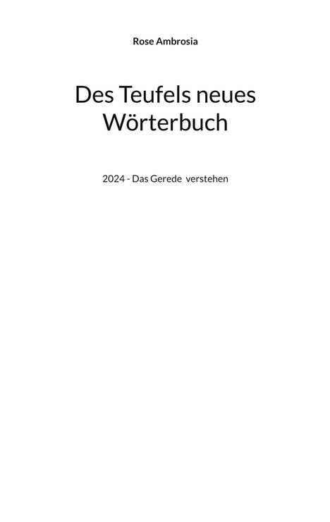 Rose Ambrosia: Des Teufels neues Wörterbuch, Buch