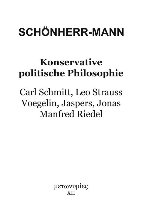 Hans-Martin Schönherr-Mann: Konservative politische Philosophie, Buch