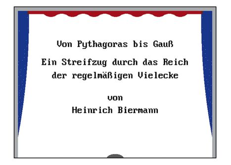 Heinrich Biermann: Von Pythagoras bis Gauß, Buch
