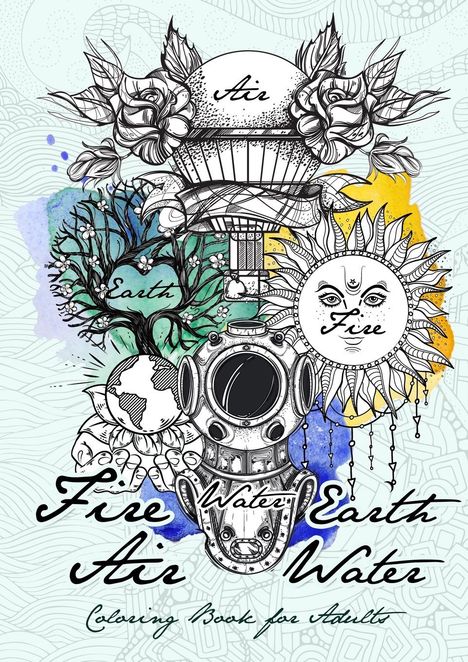 Monsoon Publishing: Fire Earth Air Water Coloring Book for Adults, Buch
