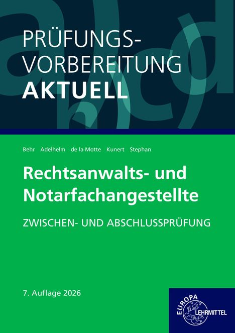 Text: "PRÜFUNGSVORBEREITUNG AKTUELL" und "Rechtsanwalts- und Notarfachangestellte" mit Europa-Lehrmittel-Logo.